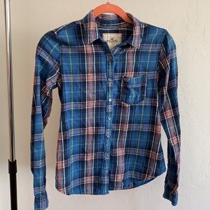 S/XS Hollister Blue Flannel Shirt